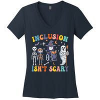 Inclusion IsnT Scary Slp Halloween Sped Teacher Ghost Mummy Women's V-Neck T-Shirt