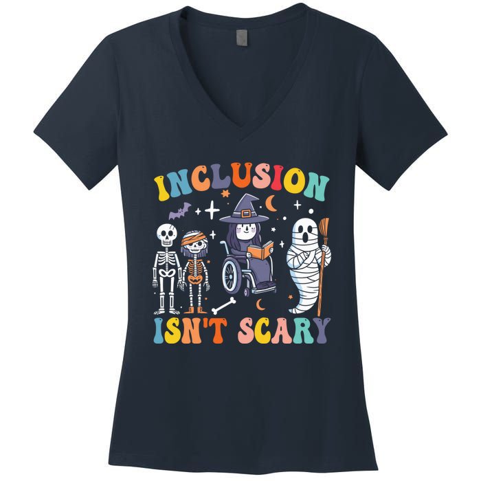 Inclusion IsnT Scary Slp Halloween Sped Teacher Ghost Mummy Women's V-Neck T-Shirt