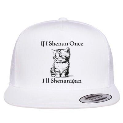If I Shenan Once I'll Shenanigan Cute Cat St Patricks Day Flat Bill Trucker Hat