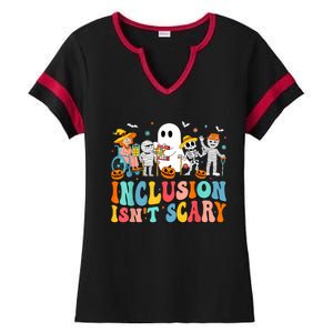 Inclusion IsnT Scary Slp Halloween Sped Teacher Ghost Mummy Ladies Halftime Notch Neck Tee