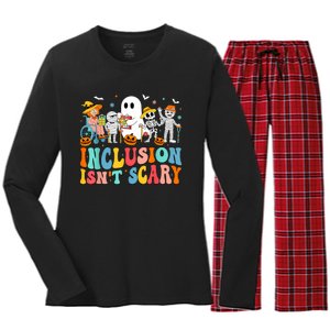 Inclusion IsnT Scary Slp Halloween Sped Teacher Ghost Mummy Women's Long Sleeve Flannel Pajama Set 