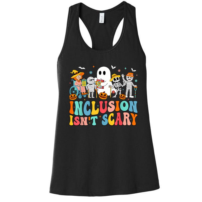 Inclusion IsnT Scary Slp Halloween Sped Teacher Ghost Mummy Women's Racerback Tank