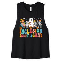 Inclusion IsnT Scary Slp Halloween Sped Teacher Ghost Mummy Women's Racerback Cropped Tank