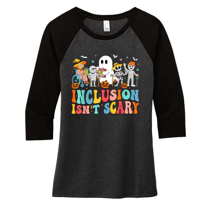 Inclusion IsnT Scary Slp Halloween Sped Teacher Ghost Mummy Women's Tri-Blend 3/4-Sleeve Raglan Shirt