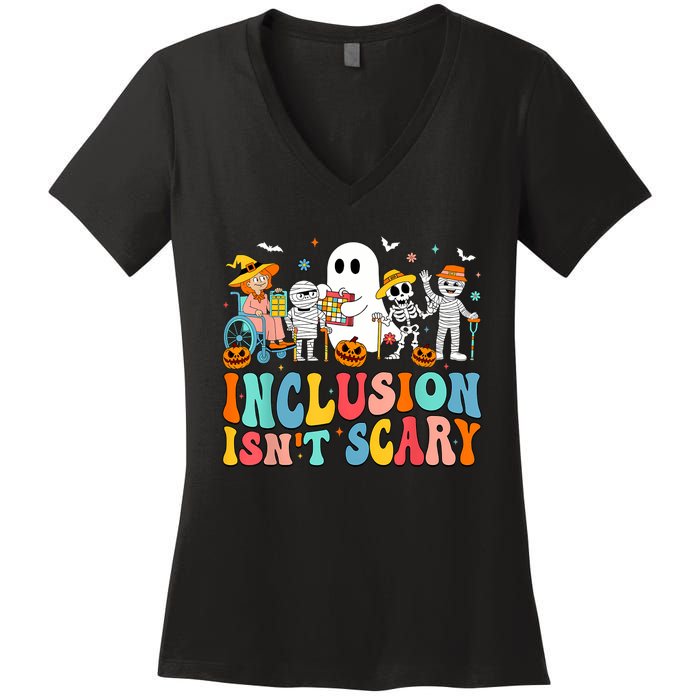 Inclusion IsnT Scary Slp Halloween Sped Teacher Ghost Mummy Women's V-Neck T-Shirt