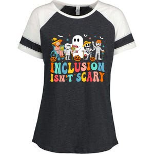 Inclusion IsnT Scary Slp Halloween Sped Teacher Ghost Mummy Enza Ladies Jersey Colorblock Tee