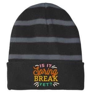 Is It Spring Break Yet Striped Beanie with Solid Band