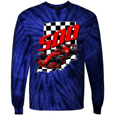 Indianapolis Indiana State 500 Race Car Formula Racing Car Tie-Dye Long Sleeve Shirt