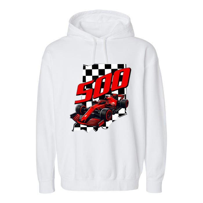 Indianapolis Indiana State 500 Race Car Formula Racing Car Garment-Dyed Fleece Hoodie