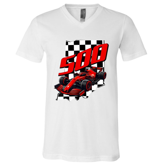 Indianapolis Indiana State 500 Race Car Formula Racing Car V-Neck T-Shirt