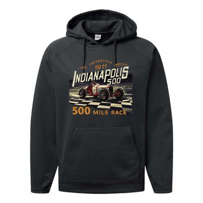 Indianapolis Indiana State 500 Race Car Formula Racing Car Performance Fleece Hoodie