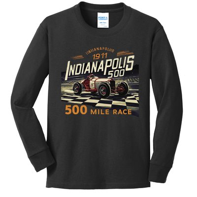 Indianapolis Indiana State 500 Race Car Formula Racing Car Kids Long Sleeve Shirt