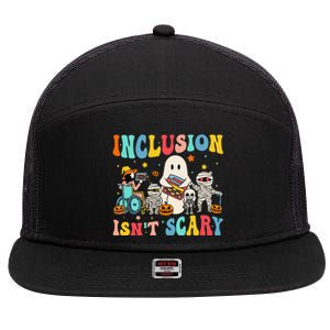 Inclusion IsnT Scary Teacher Skeleton Ghost Cute Halloween Gift 7 Panel Mesh Trucker Snapback Hat