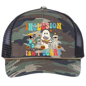 Inclusion IsnT Scary Teacher Skeleton Ghost Cute Halloween Gift Retro Rope Trucker Hat Cap