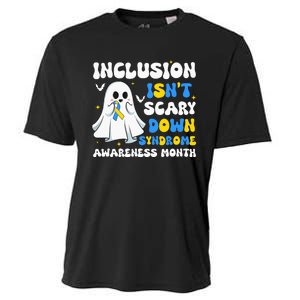 Inclusion Isnt Scary Down Syndrome Awareness Yellow And Blue Cooling Performance Crew T-Shirt