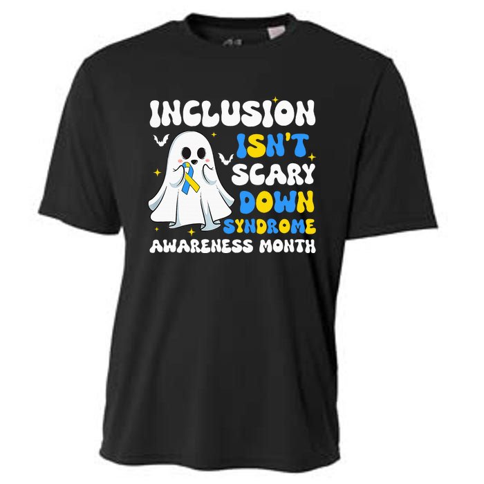 Inclusion Isnt Scary Down Syndrome Awareness Yellow And Blue Cooling Performance Crew T-Shirt