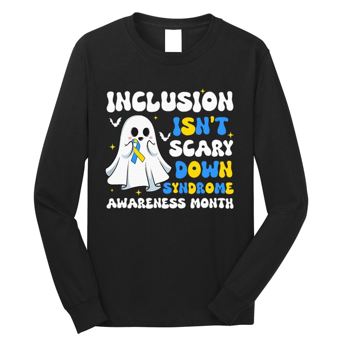 Inclusion Isnt Scary Down Syndrome Awareness Yellow And Blue Long Sleeve Shirt