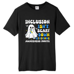 Inclusion Isnt Scary Down Syndrome Awareness Yellow And Blue Tall Fusion ChromaSoft Performance T-Shirt