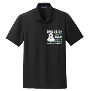 Inclusion Isnt Scary Down Syndrome Awareness Yellow And Blue Dry Zone Grid Polo