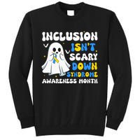 Inclusion Isnt Scary Down Syndrome Awareness Yellow And Blue Tall Sweatshirt