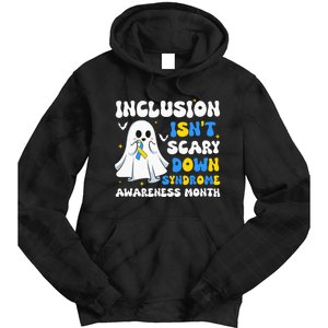 Inclusion Isnt Scary Down Syndrome Awareness Yellow And Blue Tie Dye Hoodie