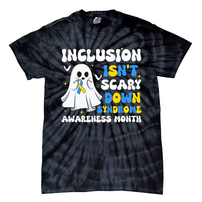 Inclusion Isnt Scary Down Syndrome Awareness Yellow And Blue Tie-Dye T-Shirt