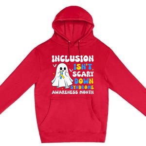 Inclusion Isnt Scary Down Syndrome Awareness Yellow And Blue Premium Pullover Hoodie