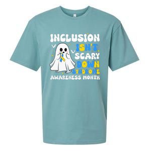 Inclusion Isnt Scary Down Syndrome Awareness Yellow And Blue Sueded Cloud Jersey T-Shirt