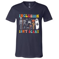 Inclusion IsnT Scary Slp Halloween Sped Teacher Ghost Mummy V-Neck T-Shirt