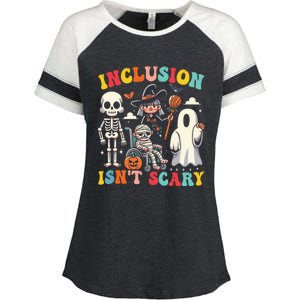 Inclusion IsnT Scary Slp Halloween Sped Teacher Ghost Mummy Enza Ladies Jersey Colorblock Tee