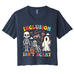 Inclusion IsnT Scary Slp Halloween Sped Teacher Ghost Mummy Women's Crop Top Tee