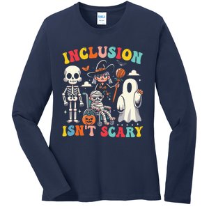 Inclusion IsnT Scary Slp Halloween Sped Teacher Ghost Mummy Ladies Long Sleeve Shirt