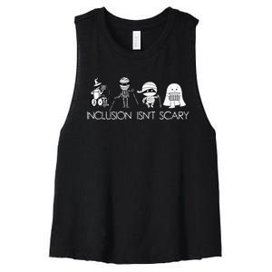 Inclusion IsnT Scary Slp Halloween Sped Teacher Ghost Mummy Women's Racerback Cropped Tank