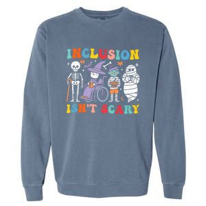 Inclusion IsnT Scary Slp Halloween Sped Teacher Ghost Mummy Garment-Dyed Sweatshirt