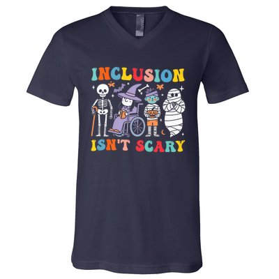 Inclusion IsnT Scary Slp Halloween Sped Teacher Ghost Mummy V-Neck T-Shirt