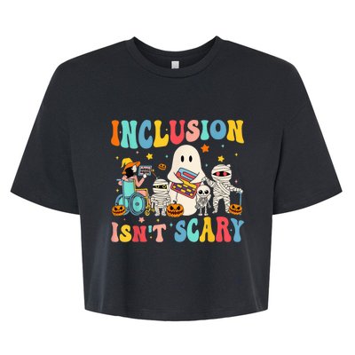 Inclusion IsnT Scary Teacher Skeleton Ghost Cute Halloween Bella+Canvas Jersey Crop Tee