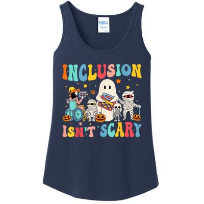 Inclusion IsnT Scary Teacher Skeleton Ghost Cute Halloween Ladies Essential Tank