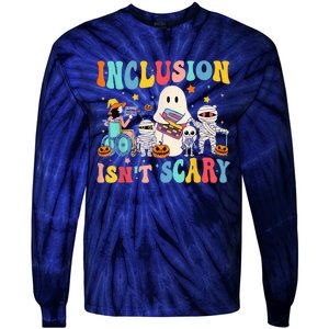 Inclusion IsnT Scary Teacher Skeleton Ghost Cute Halloween Tie-Dye Long Sleeve Shirt