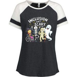 Inclusion IsnT Scary Teacher Skeleton Ghost Cute Halloweeninclusion IsnT Scary Enza Ladies Jersey Colorblock Tee