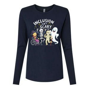 Inclusion IsnT Scary Teacher Skeleton Ghost Cute Halloweeninclusion IsnT Scary Womens Cotton Relaxed Long Sleeve T-Shirt