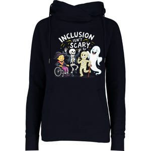 Inclusion IsnT Scary Teacher Skeleton Ghost Cute Halloweeninclusion IsnT Scary Womens Funnel Neck Pullover Hood