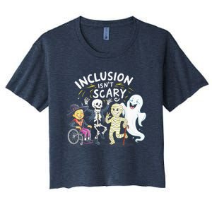 Inclusion IsnT Scary Teacher Skeleton Ghost Cute Halloweeninclusion IsnT Scary Women's Crop Top Tee