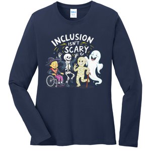 Inclusion IsnT Scary Teacher Skeleton Ghost Cute Halloweeninclusion IsnT Scary Ladies Long Sleeve Shirt