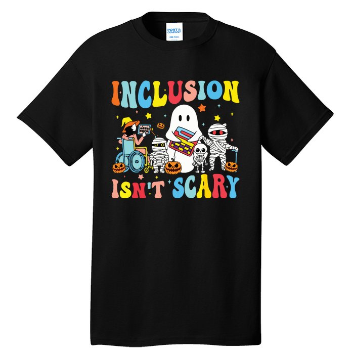 Inclusion IsnT Scary Teacher Skeleton Ghost Cute Halloween Tall T-Shirt