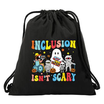 Inclusion IsnT Scary Teacher Skeleton Ghost Cute Halloween Drawstring Bag