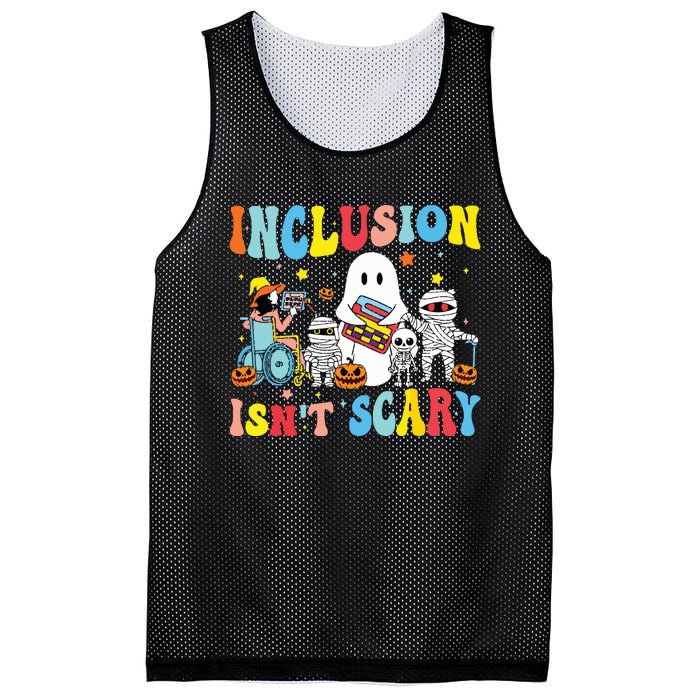 Inclusion IsnT Scary Teacher Skeleton Ghost Cute Halloween Mesh Reversible Basketball Jersey Tank