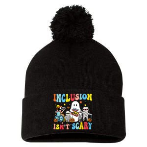 Inclusion IsnT Scary Teacher Skeleton Ghost Cute Halloween Pom Pom 12in Knit Beanie