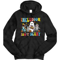 Inclusion IsnT Scary Teacher Skeleton Ghost Cute Halloween Tie Dye Hoodie