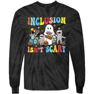 Inclusion IsnT Scary Teacher Skeleton Ghost Cute Halloween Tie-Dye Long Sleeve Shirt