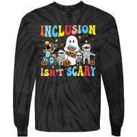 Inclusion IsnT Scary Teacher Skeleton Ghost Cute Halloween Tie-Dye Long Sleeve Shirt